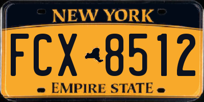 NY license plate FCX8512