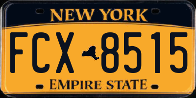 NY license plate FCX8515