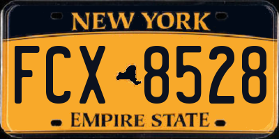 NY license plate FCX8528