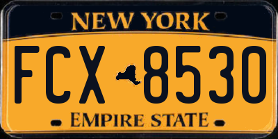 NY license plate FCX8530