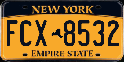 NY license plate FCX8532