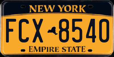 NY license plate FCX8540