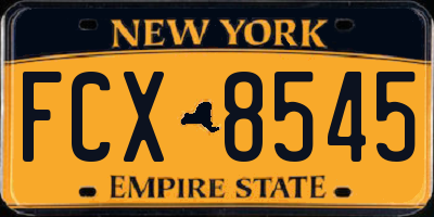 NY license plate FCX8545