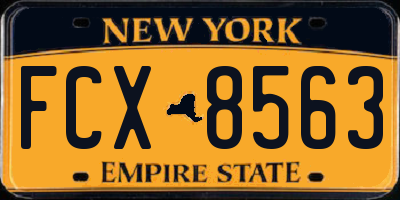 NY license plate FCX8563