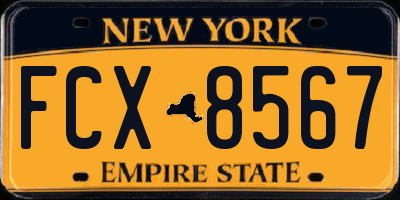 NY license plate FCX8567