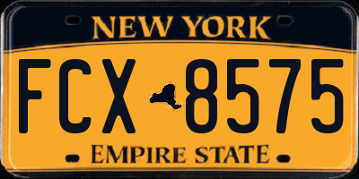 NY license plate FCX8575