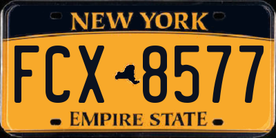 NY license plate FCX8577