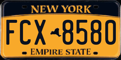 NY license plate FCX8580