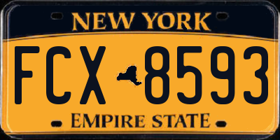 NY license plate FCX8593