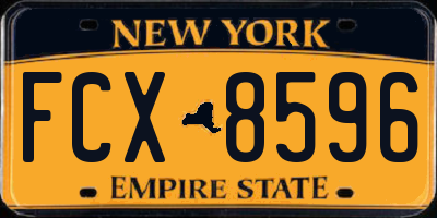 NY license plate FCX8596