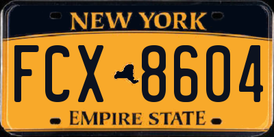 NY license plate FCX8604