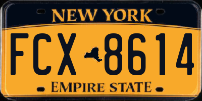NY license plate FCX8614