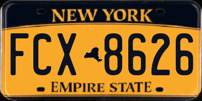 NY license plate FCX8626