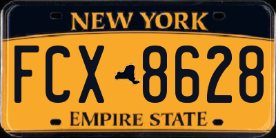 NY license plate FCX8628