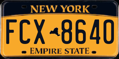 NY license plate FCX8640