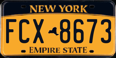 NY license plate FCX8673