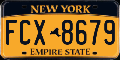 NY license plate FCX8679