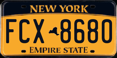 NY license plate FCX8680