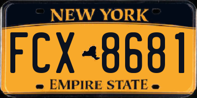 NY license plate FCX8681