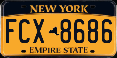 NY license plate FCX8686