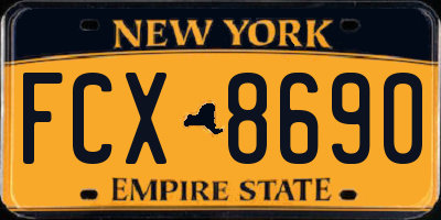 NY license plate FCX8690