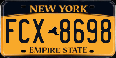 NY license plate FCX8698
