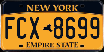 NY license plate FCX8699