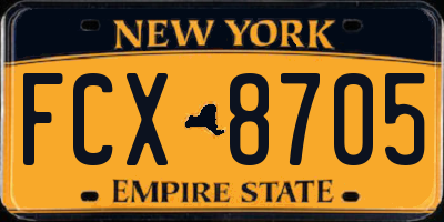 NY license plate FCX8705