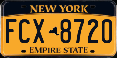 NY license plate FCX8720