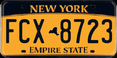 NY license plate FCX8723