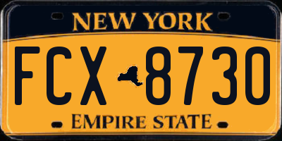 NY license plate FCX8730