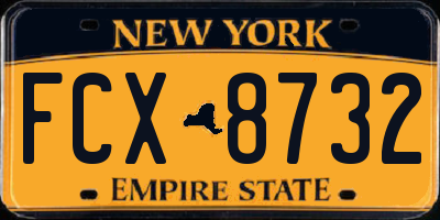 NY license plate FCX8732