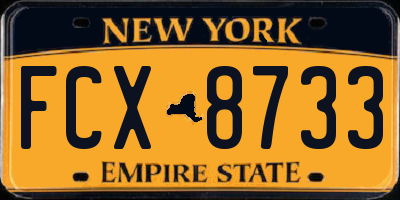 NY license plate FCX8733