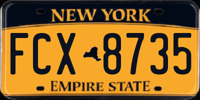 NY license plate FCX8735