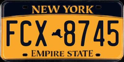 NY license plate FCX8745