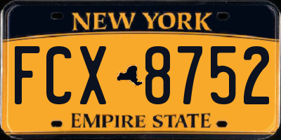 NY license plate FCX8752