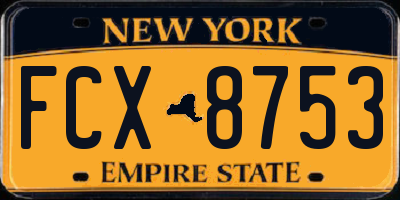 NY license plate FCX8753