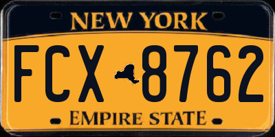NY license plate FCX8762