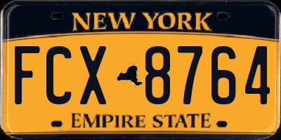 NY license plate FCX8764