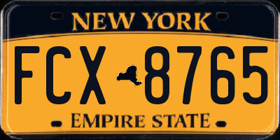 NY license plate FCX8765