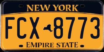 NY license plate FCX8773