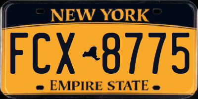 NY license plate FCX8775