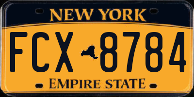 NY license plate FCX8784
