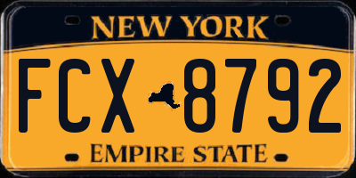 NY license plate FCX8792