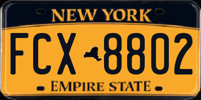 NY license plate FCX8802