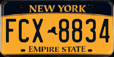NY license plate FCX8834