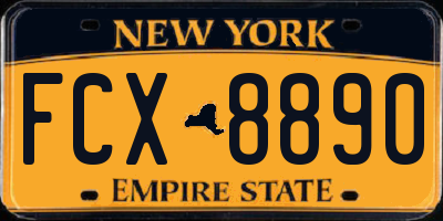 NY license plate FCX8890