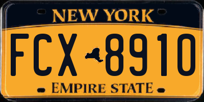 NY license plate FCX8910