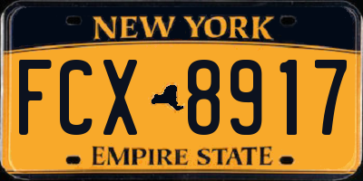 NY license plate FCX8917