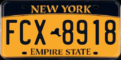 NY license plate FCX8918